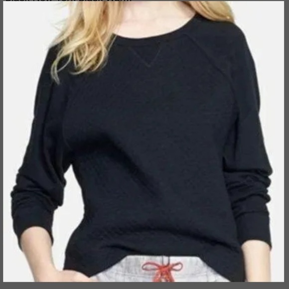 Rag and Bone Jean Pullover Quilted Thick Sweatshirt Black New York Black Warm S - Picture 1 of 14
